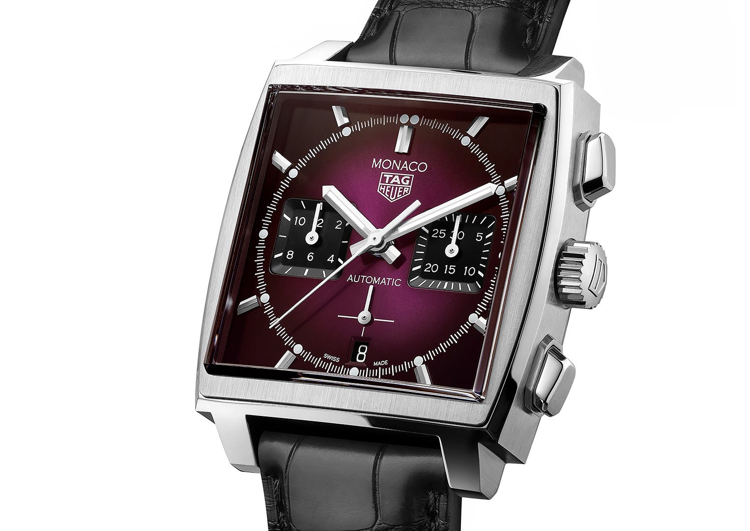 The latest version with a vivid purple gradient dial
