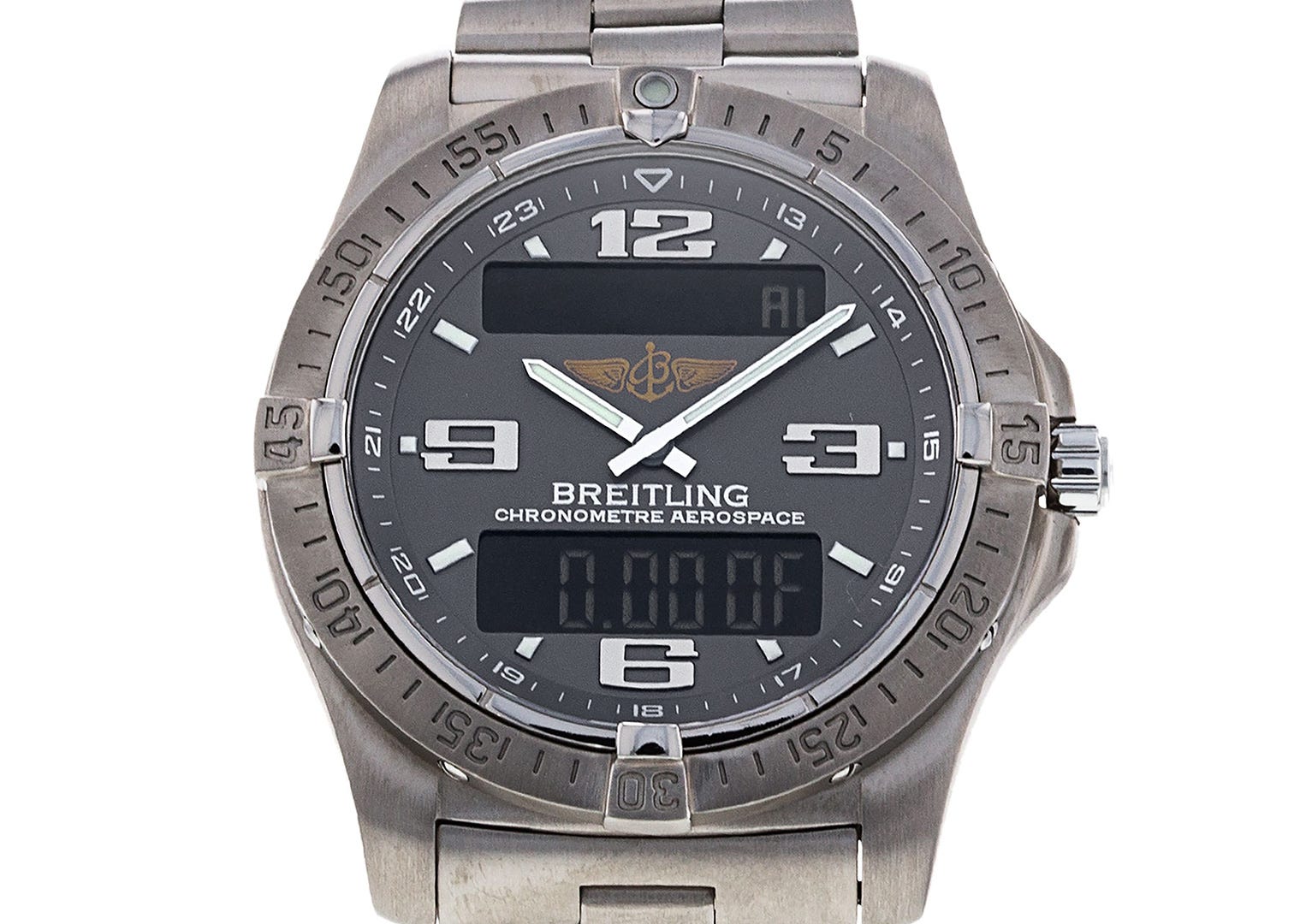 The Breitling Aerospace features an ana-digi display.
