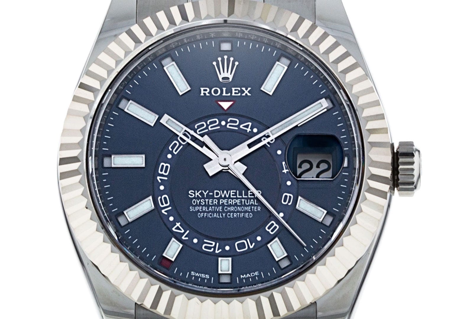 The Sky-Dweller is one of several watches worn by Rolex ambassador Roger Federer